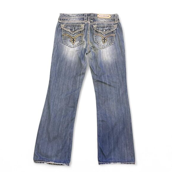 Rock Revival Elaina Easy Boot Jeans Women’s Size 31 Blue Denim Buckle Exclusive - Picture 2 of 8